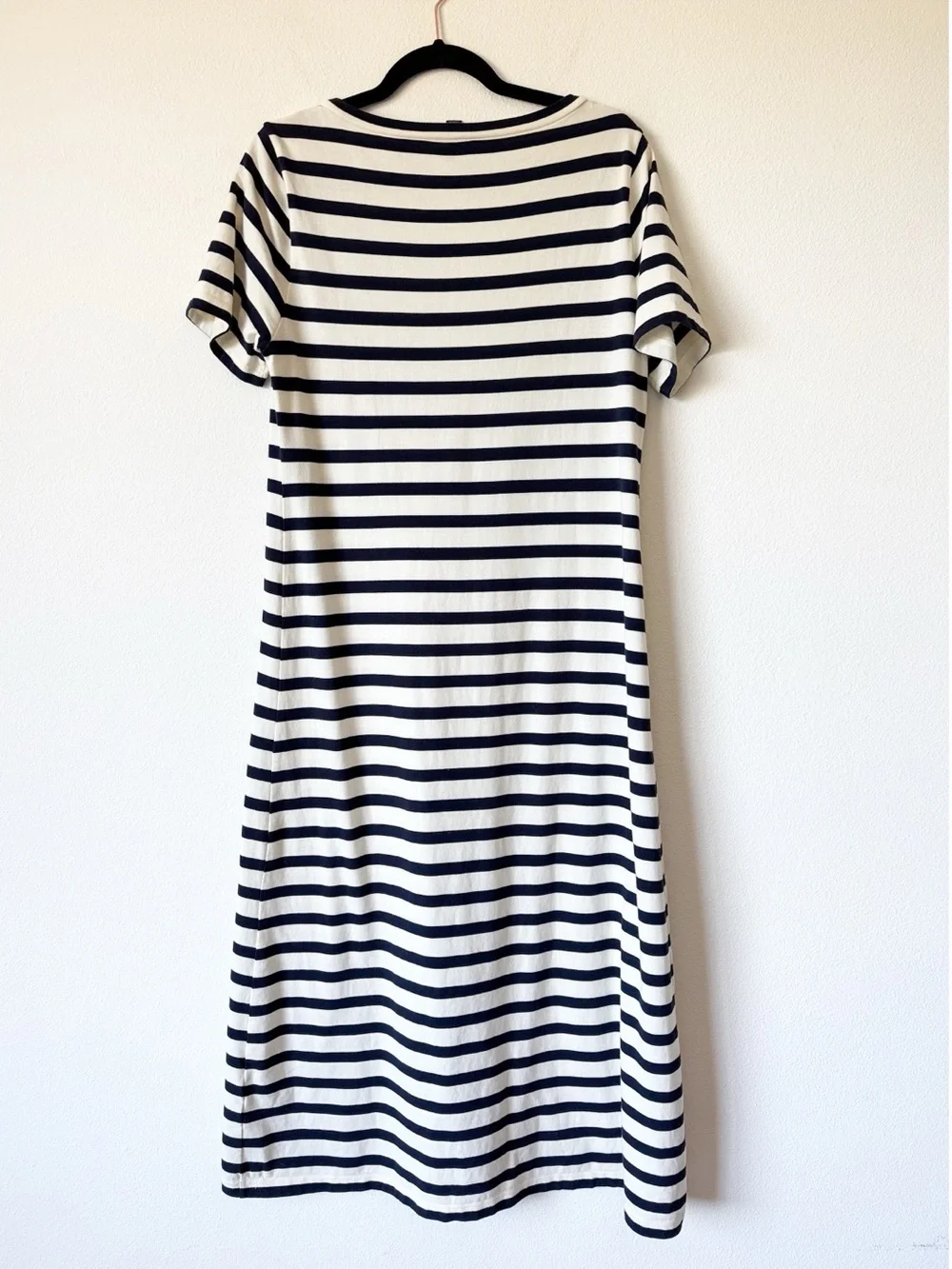 J Crew Striped Short-Sleeve Scoop Neck Dress – Navy and White